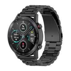 For Honor Watch GS 3i 22mm Cinturino per orologio in acciaio inossidabile con tre perline (nero)
