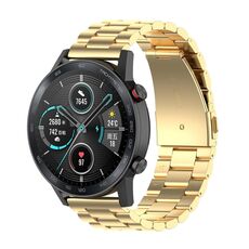 For Honor Watch GS 3i 22mm Cinturino in metallo con tre perline in acciaio inossidabile (oro)