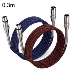 2pcs LHD010 Caron maschio a femmina XLR cavo per microfono a doppia scheda cavo audio 0,3 m (rosso + blu)