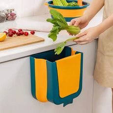 Bidone della spazzatura pieghevole da appendere alla cucina, cestino per rifiuti alimentari (giallo)