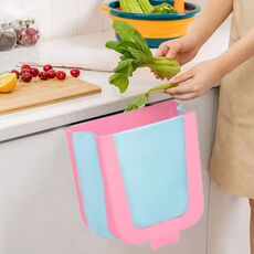 Pattumiera pieghevole da appendere alla cucina, pattumiera per rifiuti alimentari (rosa)
