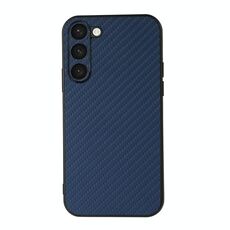 Per Samsung Galaxy S23+ 5G Custodia per telefono in PU con trama in fibra di carbonio con foro preciso (blu)