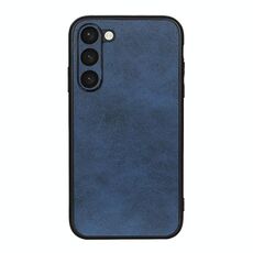 Per Samsung Galaxy S23 + 5G Custodia per telefono PU con trama in vitello bicolore con foro preciso (blu)