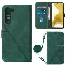 Per Samsung Galaxy S23 5G Crossbody 3D Custodia in pelle Flip in rilievo (verde scuro)
