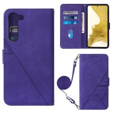 Per Samsung Galaxy S23 + 5G Crossbody 3D Custodia in pelle con vibrazione in rilievo (viola)