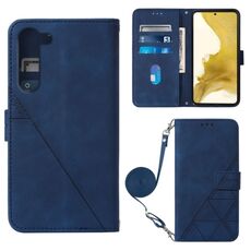 Per Samsung Galaxy S23 + 5G Crossbody 3D Custodia in pelle Flip in rilievo (blu)