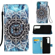 Per Samsung Galaxy S23 5G Custodia per telefono in pelle tinta unita con disegno colorato (Mandala sottomarino)
