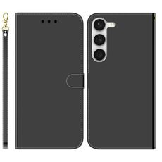 Per Samsung Galaxy S23 5G Custodia in pelle con superficie a specchio imitata (nero)