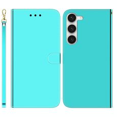 Per Samsung Galaxy S23 5G Custodia per telefono in pelle con superficie a specchio imitata (verde menta)