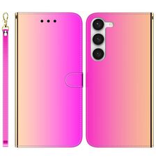 Per Samsung Galaxy S23 + 5G Custodia per telefono in pelle con superficie a specchio imitata (colore sfumato)