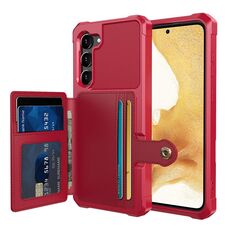 Per Samsung Galaxy S23 + 5G Custodia per telefono in pelle con custodia magnetica per carte di credito (rosso)