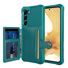Per Samsung Galaxy S23+ 5G Custodia per telefono in pelle con custodia magnetica per carte di credito (ciano)
