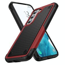 Per Samsung Galaxy S22 5G PC + Custodia protettiva antiurto per telefono in TPU (rosso + nero)