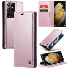 Custodia in pelle per Samsung Galaxy S21 Ultra 5G CaseMe 003 Crazy Horse Texture (oro rosa)