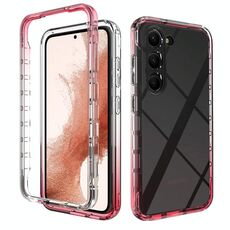 Per Samsung Galaxy S23 5G Trasparente Colore sfumato TPU + Custodia protettiva per PC (rosa)