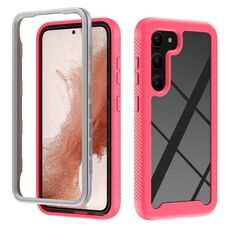 Per Samsung Galaxy S23 + 5G Custodia protettiva per telefono in TPU + PC trasparente integrata a due strati (rosa rossa)