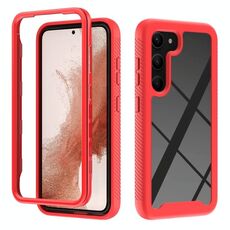 Per Samsung Galaxy S23 5G Custodia protettiva per telefono in TPU trasparente integrata a due strati + PC (rosso)