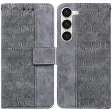 Per Samsung Galaxy S23+ 5G Custodia per cellulare in pelle goffrata geometrica (grigio)