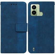 Per Tecno Pop 6 Custodia per cellulare in pelle goffrata geometrica con impronte digitali (blu)