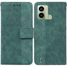 Per Tecno Pop 6 Custodia per cellulare in pelle goffrata geometrica con impronte digitali (verde)