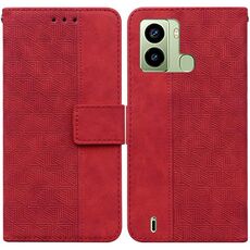 Per Tecno Pop 6 Custodia per cellulare in pelle goffrata geometrica con impronte digitali (rossa)