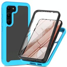 Per Samsung Galaxy S23 5G Custodia protettiva per telefono trasparente integrata a due strati in TPU + PC + PET (azzurro)