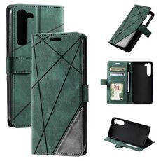 Per Samsung Galaxy S23 5G Skin Feel Custodia in pelle per splicing (verde)