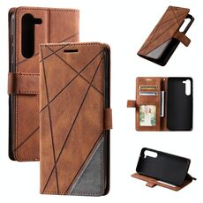 Per Samsung Galaxy S23 + 5G Skin Feel Custodia in pelle per splicing (marrone)