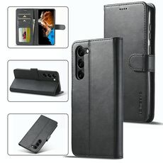 Per Samsung Galaxy S23+ 5G LC.IMEEKE Custodia per telefono orizzontale in pelle a conchiglia in vitello (nero)