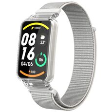 Per Xiaomi Mi Band 7 Pro Custodia protettiva per PC integrata + cinturino in nylon (argento)