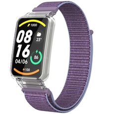 Per Xiaomi Mi Band 7 Pro Custodia protettiva per PC integrata + cinturino in nylon (lilla)
