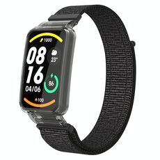 Per Xiaomi Mi Band 7 Pro Custodia protettiva per PC integrata + cinturino in nylon (nero riflettente)