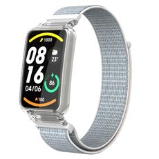 Custodia protettiva per PC integrata per Xiaomi Mi Band 7 Pro + cinturino in nylon (bianco)