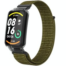 Custodia protettiva per PC integrata per Xiaomi Mi Band 7 Pro + cinturino in nylon (oliva)