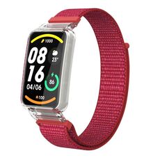 Per Xiaomi Mi Band 7 Pro Custodia protettiva per PC integrata + cinturino in nylon (rosso)