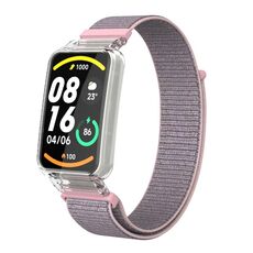 Per Xiaomi Mi Band 7 Pro Custodia protettiva per PC integrata + cinturino in nylon (colore rosa)