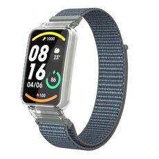 Custodia protettiva per PC integrata per Xiaomi Mi Band 7 Pro + cinturino in nylon (grigio tempesta)