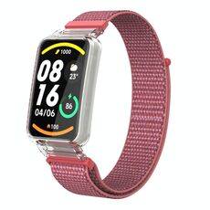 Per Xiaomi Mi Band 7 Pro Custodia protettiva per PC integrata + cinturino in nylon (albicocca)