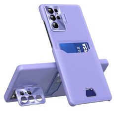 Per Samsung Galaxy S22 Ultra 5G Custodia per telefono con supporto per obiettivo invisibile a colori puri (viola)