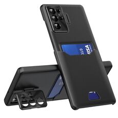 Per Samsung Galaxy S22 Ultra 5G custodia per telefono con supporto per obiettivo invisibile a colori puri (nero)