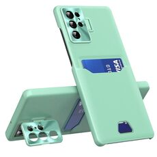 Per Samsung Galaxy S22 Ultra 5G Custodia per telefono con supporto per obiettivo invisibile a colori puri (verde menta)