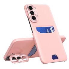 Per Samsung Galaxy S22 + 5G Custodia per telefono con supporto per obiettivo invisibile a colori puri (rosa)