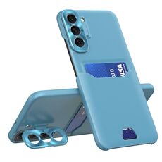 Per Samsung Galaxy S22 + 5G custodia per telefono con supporto per obiettivo invisibile a colori puri (blu lago)