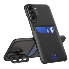 Per Samsung Galaxy S22 + 5G Custodia per telefono con supporto per obiettivo invisibile a colori puri (nero)