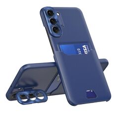 Per Samsung Galaxy S22 + 5G Custodia per telefono con supporto per obiettivo invisibile a colori puri (blu zaffiro)