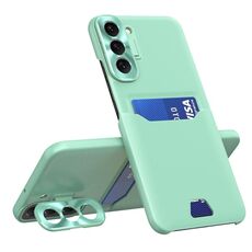Per Samsung Galaxy S22 + 5G Custodia per telefono con supporto per obiettivo invisibile a colori puri (verde menta)