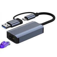 BYL-2207 Adattatore HUB per docking station USB 2 in 1 da tipo C a RJ45