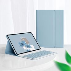 Per Lenovo Tab M10 Plus 10.6 3rd Gen 2022 LX106 Tasti quadrati Custodia per tablet in pelle con tastiera Bluetooth rimovibile (blu)