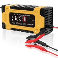 FOXSUR 12V / 24V / 10A Batteria per auto / moto Riparazione intelligente Caricabatteria al piombo-acido (spina europea gialla)