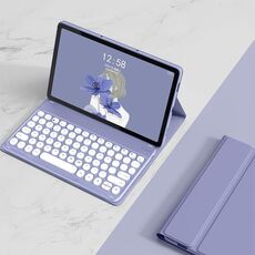 Per Lenovo Tab M10 Plus 10.6 3rd Gen 2022 YM-LX106 Custodia in pelle con tastiera per tablet Bluetooth staccabile con chiave rotonda senza mouse (viola)